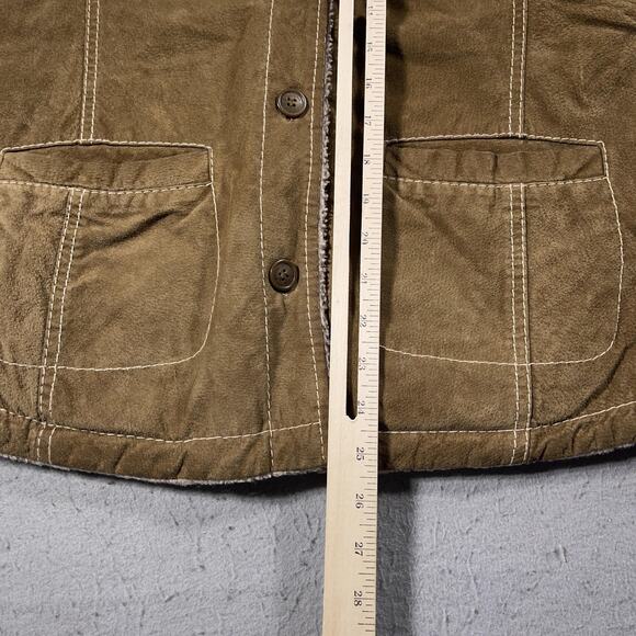 Columbia Jacket Women Medium Leather Sherpa Lined Fleece‎ Collar Coat Outdoors - Picture 5 of 9